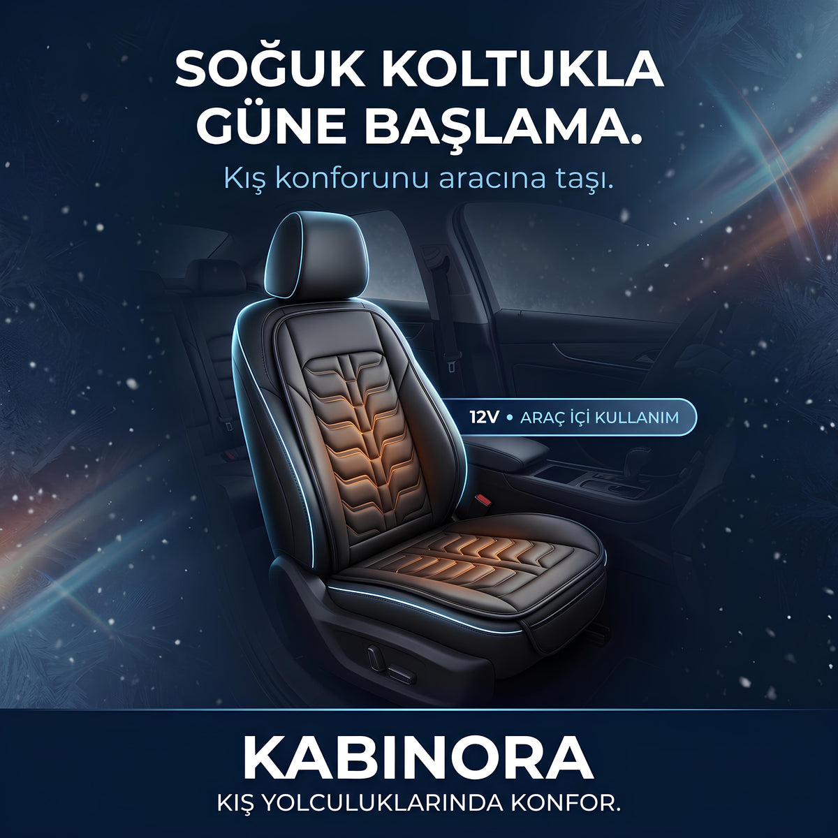 Kabinora 12V Isıtmalı Araç Koltuk Minderi